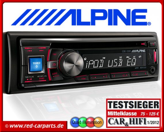 Alpine Autoradio CDE-131R mit CD/USB/iPhone/iPod