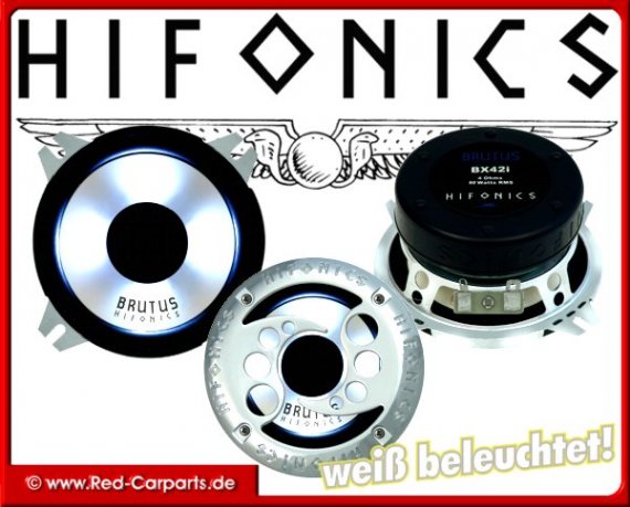 Hifonics Brutus 2-Wege Koax BX42i wei&szlig; beleuchtet!