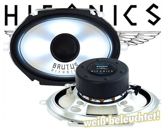 Hifonics Brutus 2-Wege Koax BX682i wei&szlig; beleuchtet!