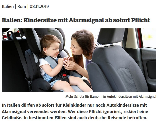 Kindersitz Warnsystem Pflicht