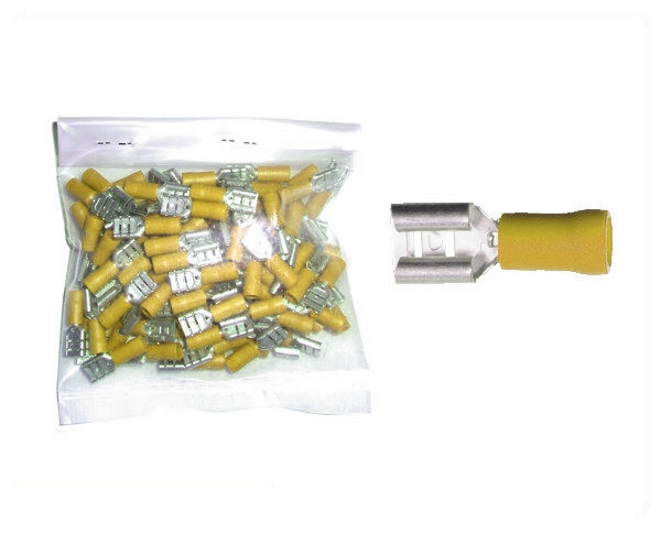 Kabelschuhe Flachsteckhülsen 6,3mm gelb 4,0-6,0 mm² 100 Stück