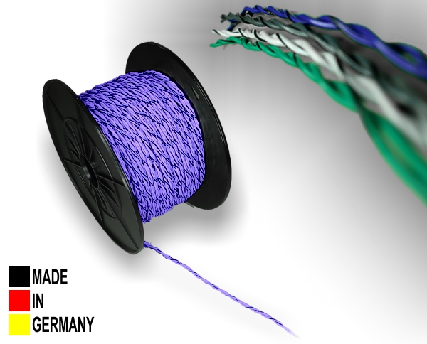 Lautsprecher-Kabel ISO violett 2x 1,5 mm² Vollkupfer Lautsprecherkabel verdrillt mit Markierung