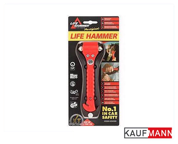 Nothammer mit Gurtschneider inkl. Sicherheitshalterung, GS / TÜV SÜD  geprüft, Grösse: ca.18,5x8,5 cm