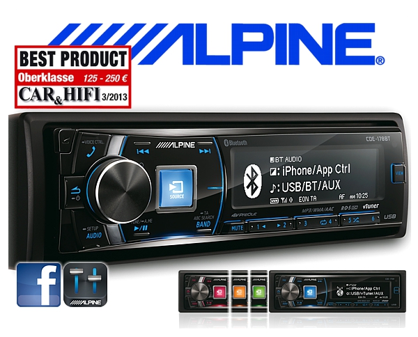 Alpine CDE-178BT - CD MP3 USB Tuner Radio with Bluetooth ...
