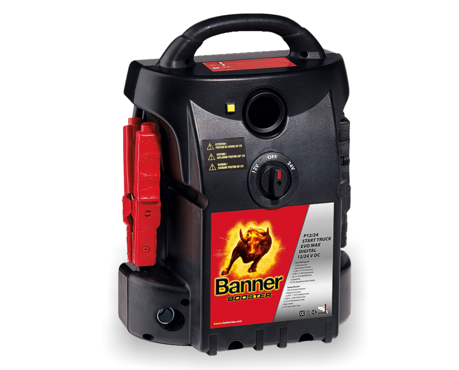 Banner Batterie Starthilfe Booster Bull Starter 12V 24V