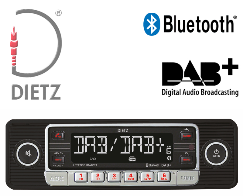 Retro Autoradio DAB+ USB Bluetooth Oldtimer schwarz