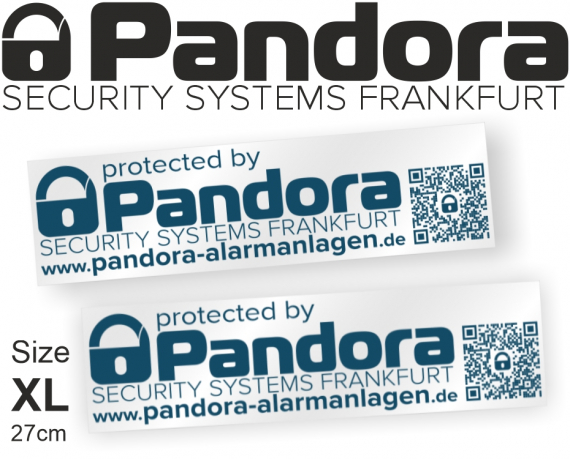 Aufkleber XL PROTECTED by PANDORA Alarmanlage Auto Wohnmobil Lkw zB für Pandora Alarmanlage 27cm dunkel