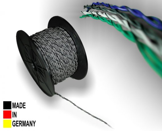 Lautsprecher-Kabel ISO grau 2x 0,75 mm² Vollkupfer Lautsprecherkabel verdrillt mit Markierung