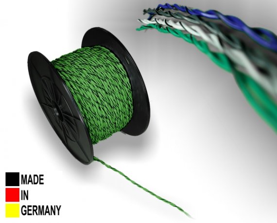 Lautsprecher-Kabel ISO grün 2x 0,75 mm² Vollkupfer Lautsprecherkabel verdrillt mit Markierung