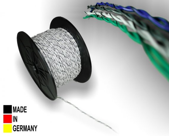 Lautsprecher-Kabel ISO weiß 2x 0,75 mm² Vollkupfer Lautsprecherkabel verdrillt mit Markierung
