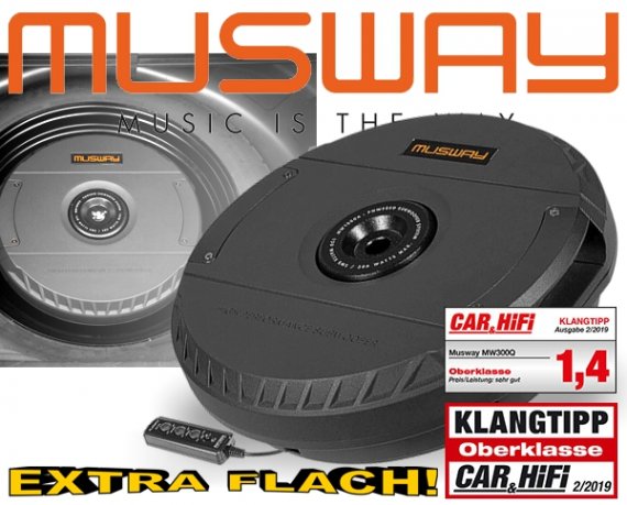 Musway Aktiv Notrad Reserverad Subwoofer Bass MW1000A 28cm 300W