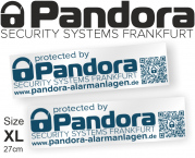 Aufkleber XL PROTECTED by PANDORA Alarmanlage Auto Wohnmobil Lkw zB für Pandora Alarmanlage 27cm dunkel